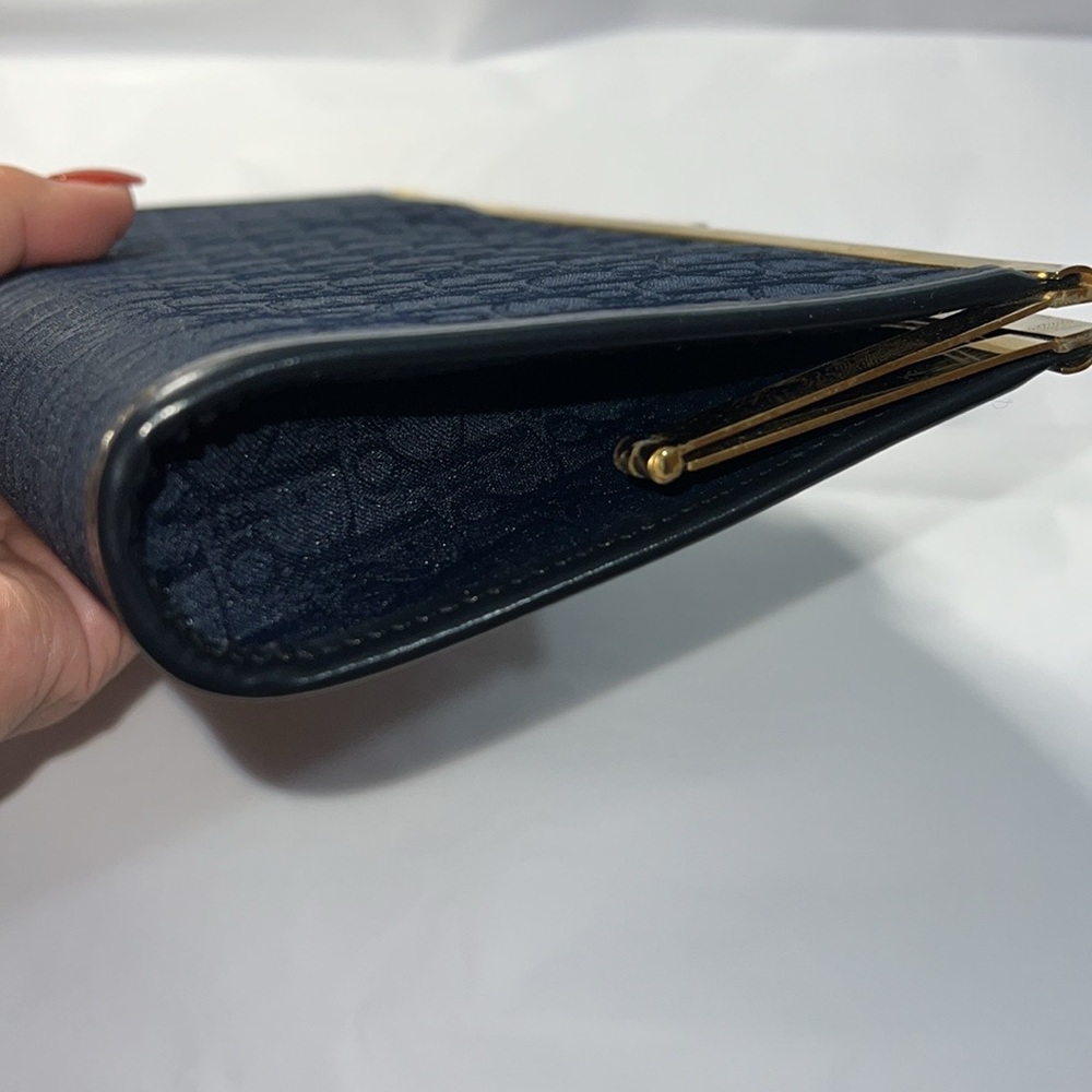 Dior Dark Navy Monogram Clutch with Gold Hardware - Picture 3 of 10